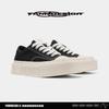 Sapatos de lona de plataforma com bico quadrado nicho sapatos com plataforma para aumentar altura senso de design