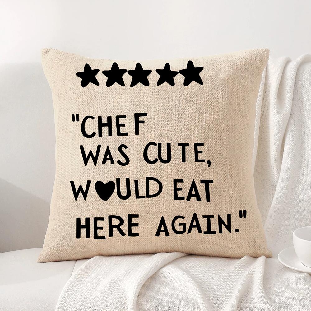 Aesthetic Black Kitchen Love Cushion Cover Natural Linen Organic Fabric Double-Sided Printing Sofa Home Decor Gift Pillow Cover