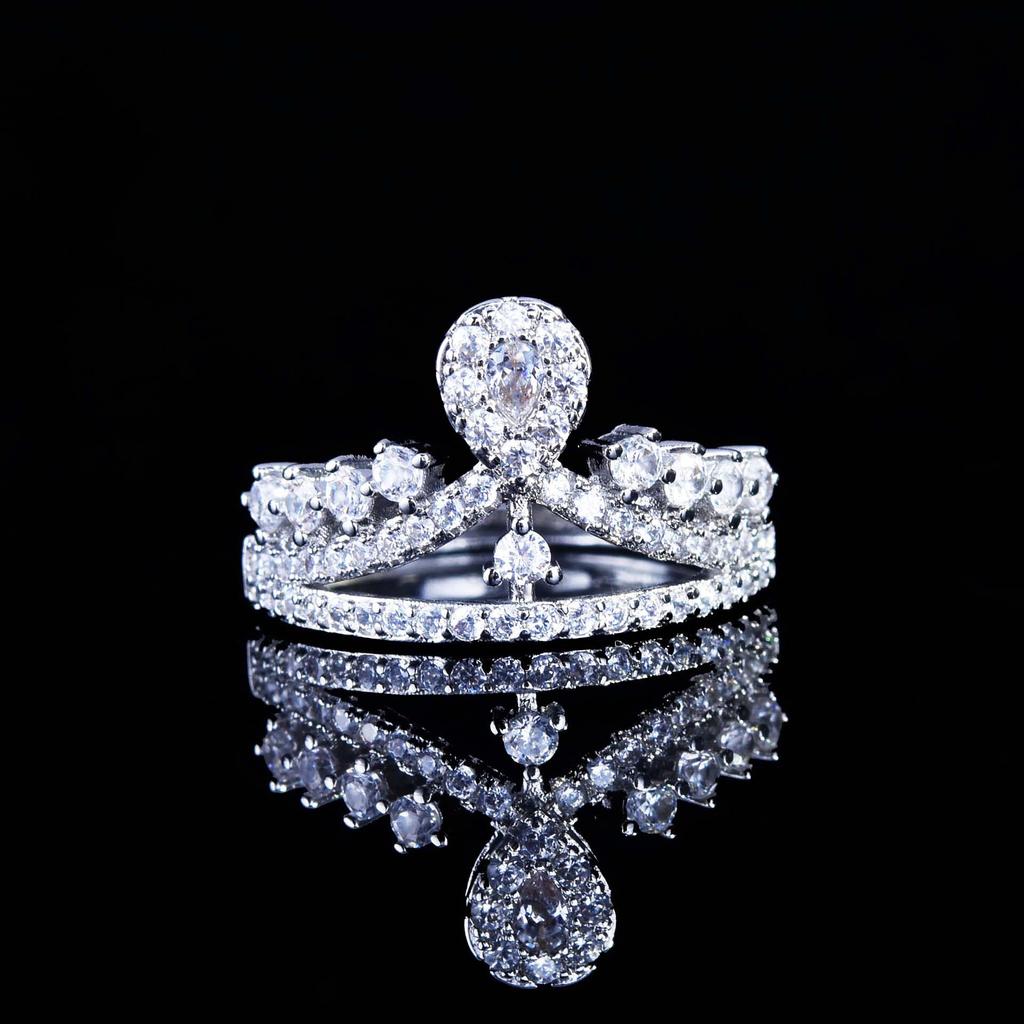 925 Silver Selling New Crown Ring Creative Micro -Encrusted Diamond Engagement Ring Women 'S Party Birthday Jewelry Gift