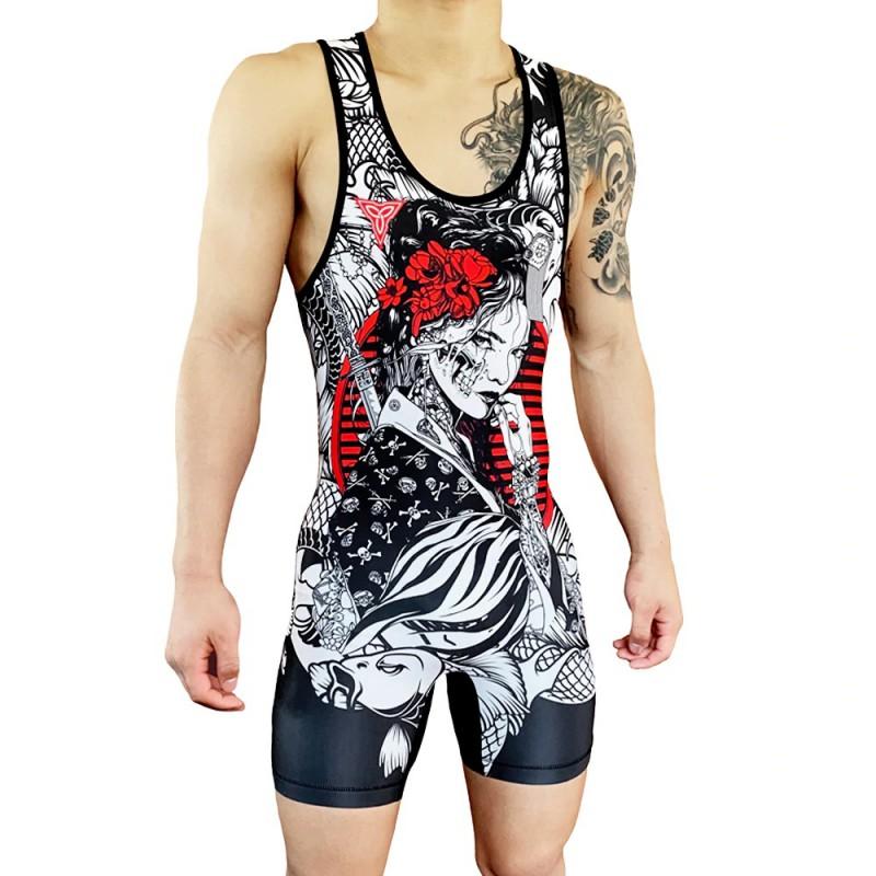Mens Compression Wrestling Singlet Weightlifting Training Competition Swimwear
