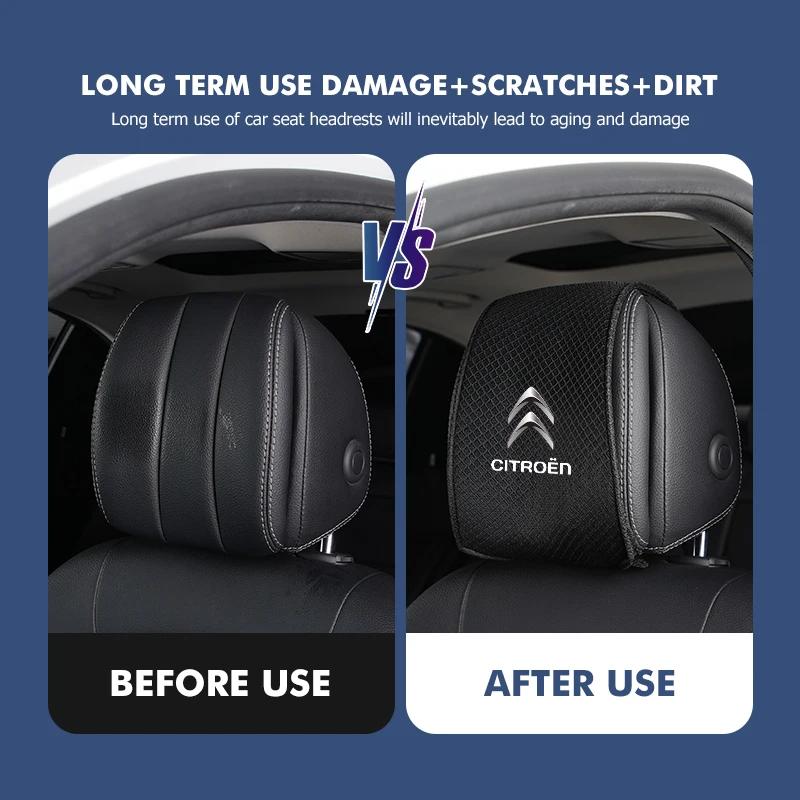 Ice Silk Car Seat Headrest Pillow Case Neck Dustproof Cover For Citroen Grand Berlingo Jumper Celysee Xsara Picasso Aircross aiv256