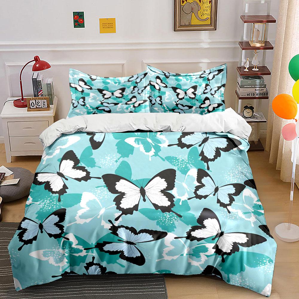 Butterfly-Themed Three-Piece Bedding Set kid's and adults' bedroom decor, Exquisite three-piece bedding set gift