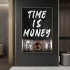 Время — деньги, не тратьте зря, мотивационный роскошный постер, холст, картина, доллары, настенное искусство для офиса, домашний декор, принт, Cuadros