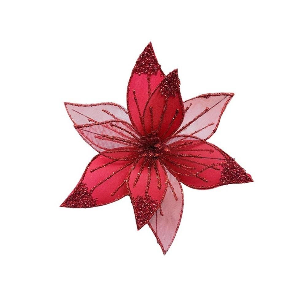 Sparkling Artificial Poinsettia Flower DIY Simulation Flowers Sequins Flower Wedding Decoration