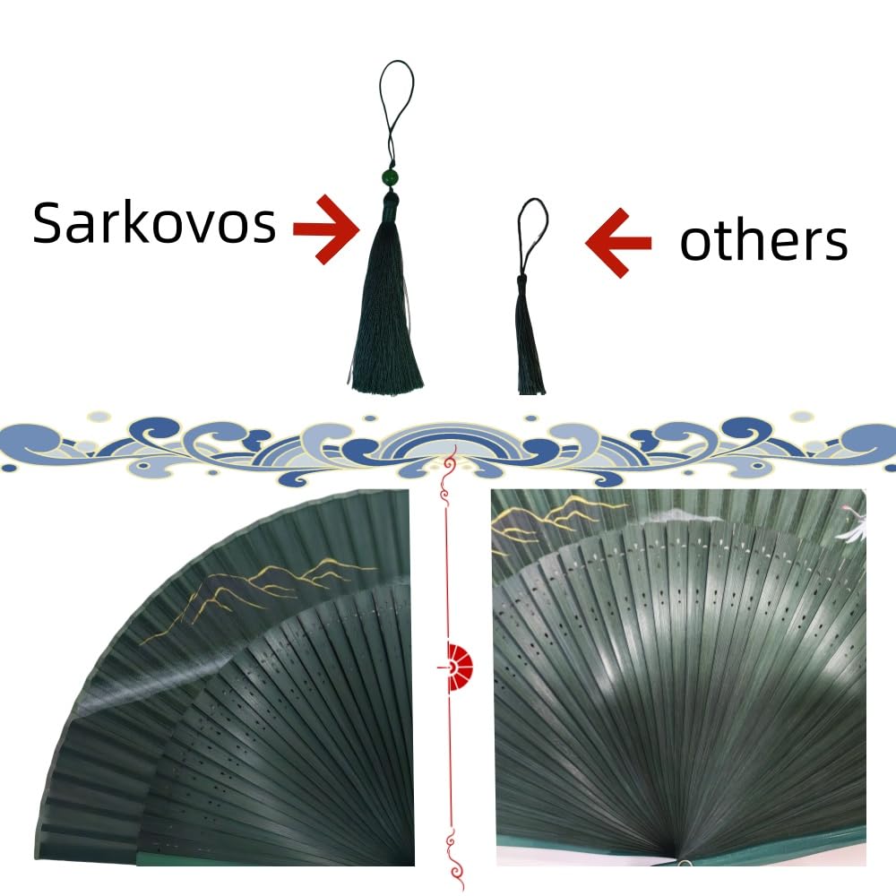 Sarkovos Folding Natural Japanese Style for Yukata and Summer Heatstroke Summer Gift for Fireworks Japanese with Fan Women's Fan, Bamboo, Fan, Kimono,