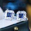 Блестящие белые синие кубические циркониевые серьги-гвоздики для женщин, аксессуары для прокалывания ушей, подарок на годовщину дня рождения, ювелирные изделия