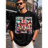 Engl And Flag And Face Design Men'S T-Shirt England Theme Streetwear Summer Casual Gift for Football Fans Loose Round Neck Fashion New Style