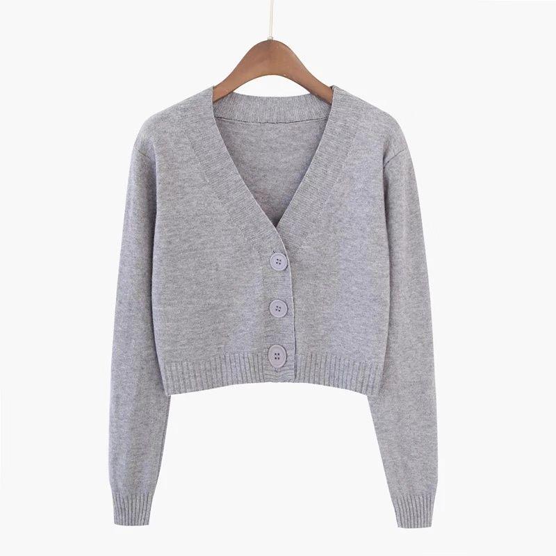 Women's V-neck Knitted Cardigans Sweater Female Casual All-match Short Cardigans Korean Style Sweater