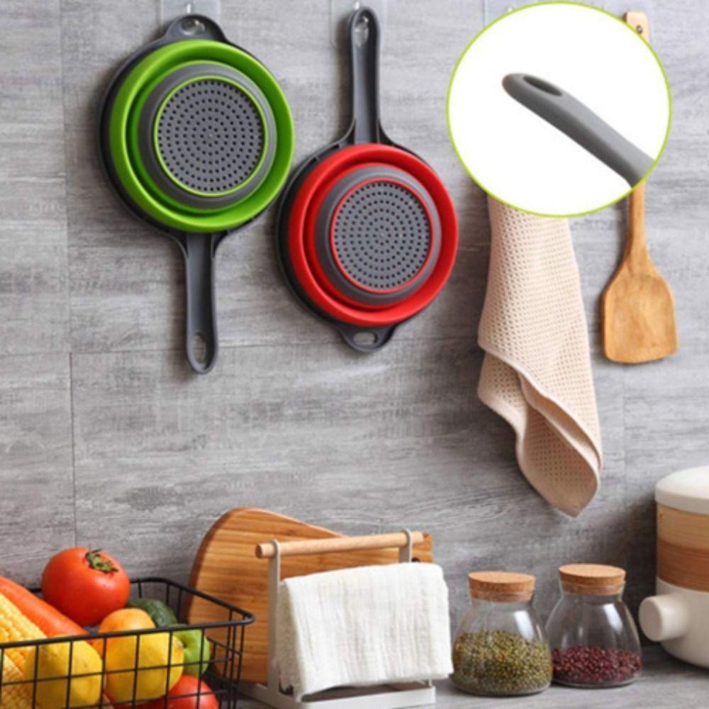 Collapsible Design Silicone Colander With Handle Kitchen Colander  For Draining Fruit