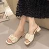 New Summer Women Slippers Sandals Ladies Soft Comfortable Pleate Sexy Thick High Heel Sandals High Heel Sandals