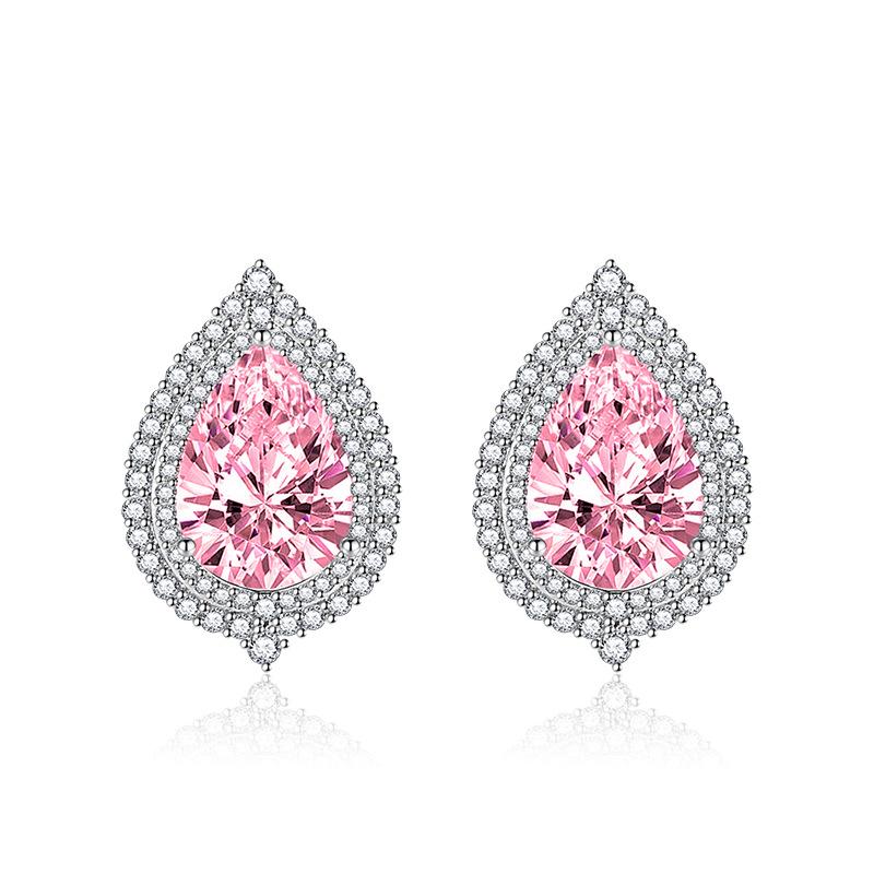 BELLA BOX Серьги-гвоздики S, модные темпераментные серьги-гвоздики с микро-розовыми бриллиантами, серьги-гвоздики с каплями воды и желтыми бриллиантами