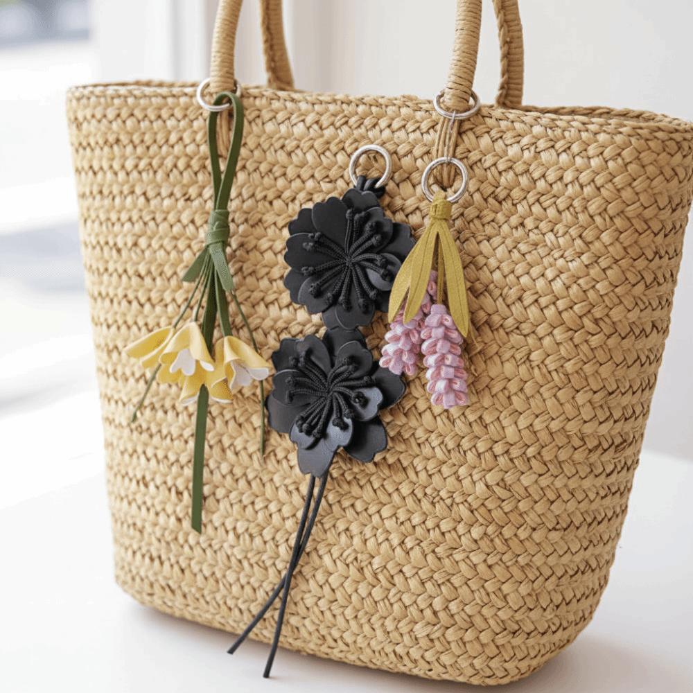 Hanger Pu Flower Keychain Purple Bag Charm Cute Pu Leather Flower Pendant Women