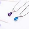 925 Silver Pendant Necklace with Oval Shape Amethyst Gemstones Zircon Hearty Shape Stone Women Party