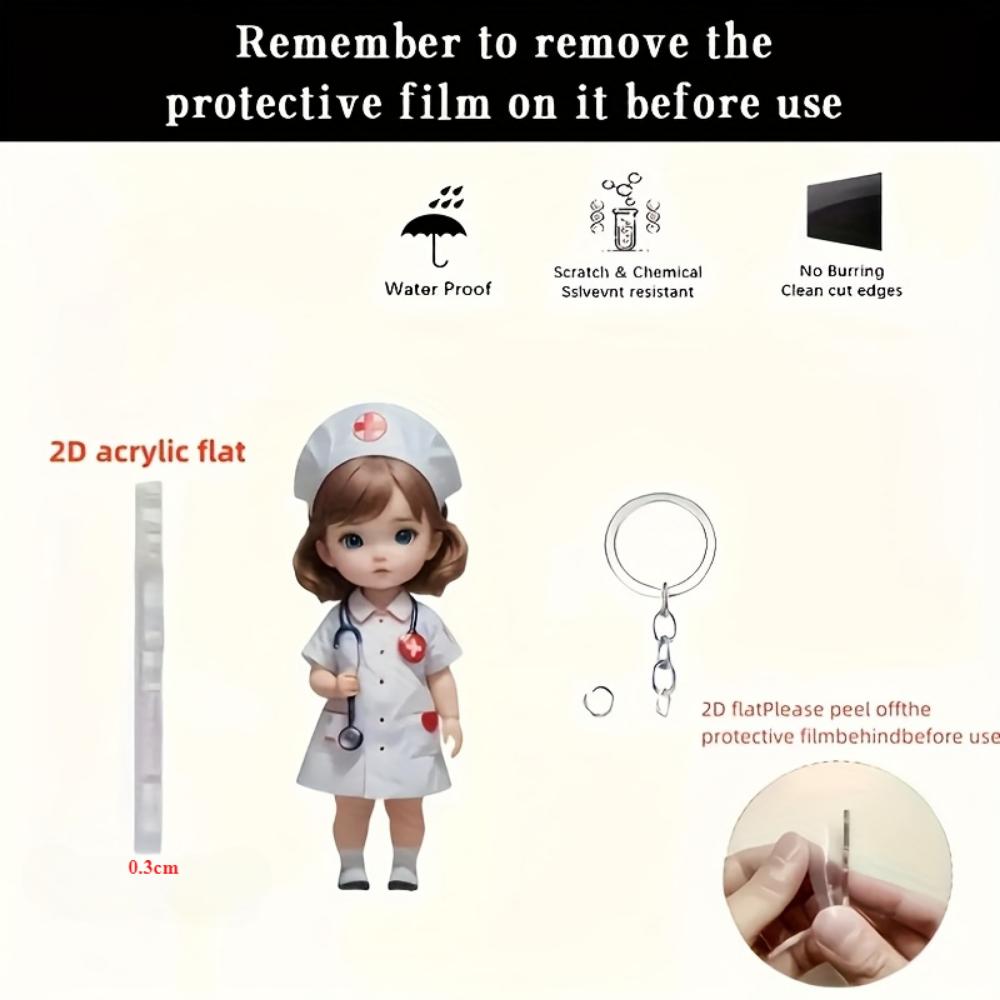 Прекрасная медсестра, 3 шт., 2D плоский акрил, украшение, подходит для брелока, рюкзака, медсестры, Рождества, Хэллоуина