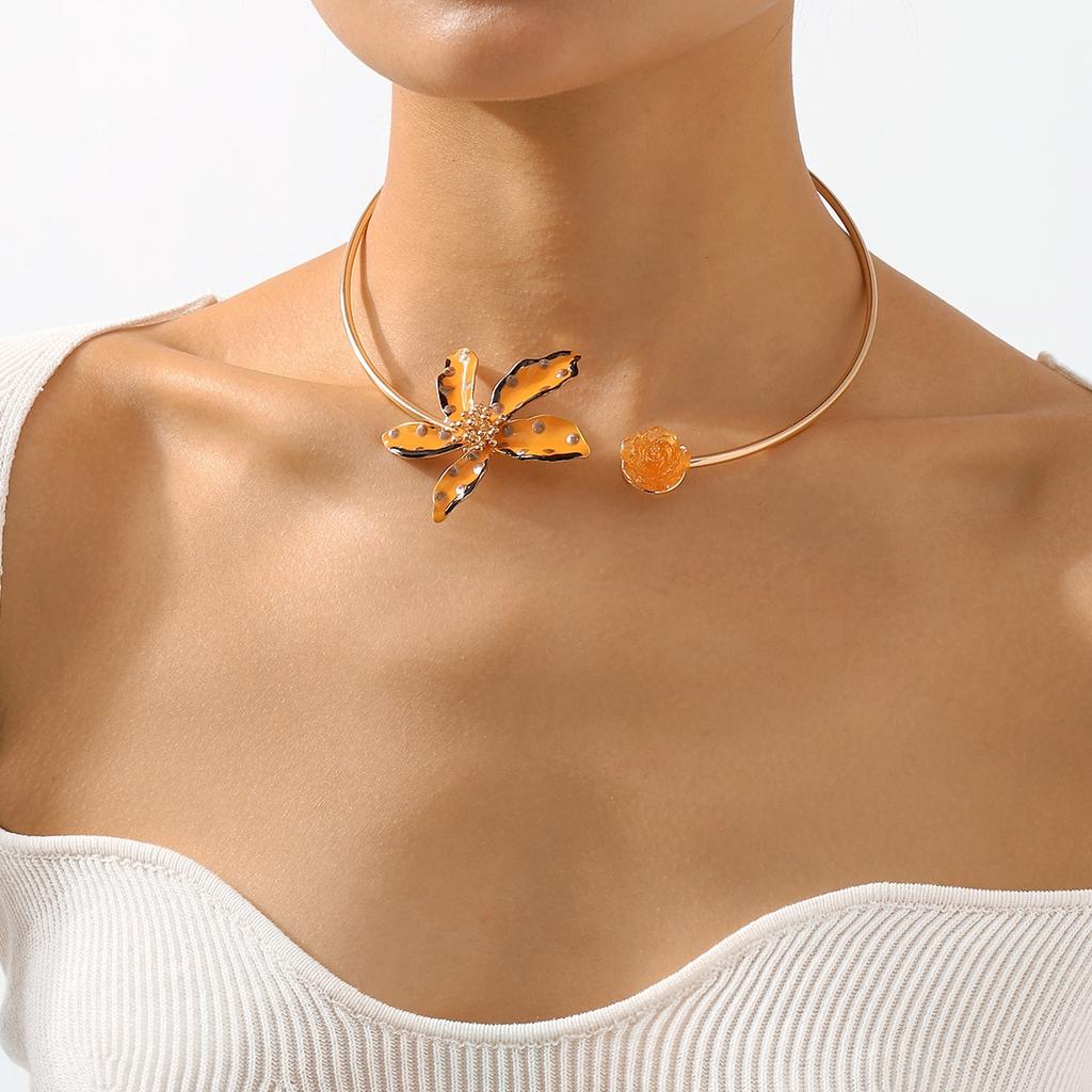 Pinkdudu Модное разноцветное ожерелье с цветком, простой дизайн с регулируемым отверстием, позолоченное ожерелье для женщин, ювелирные изделия, подарки PD1183