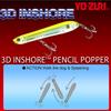 Saltwater Lure 3D Inshore Pencil Popper Floating 135mm Ghost Shad YO-ZURI Color