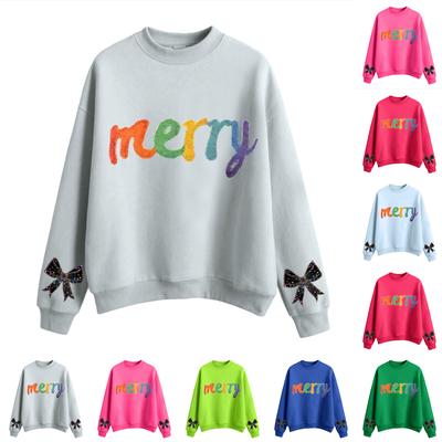 Женский модный повседневный свитшот с круглым вырезом и длинными рукавами с рождественским принтом