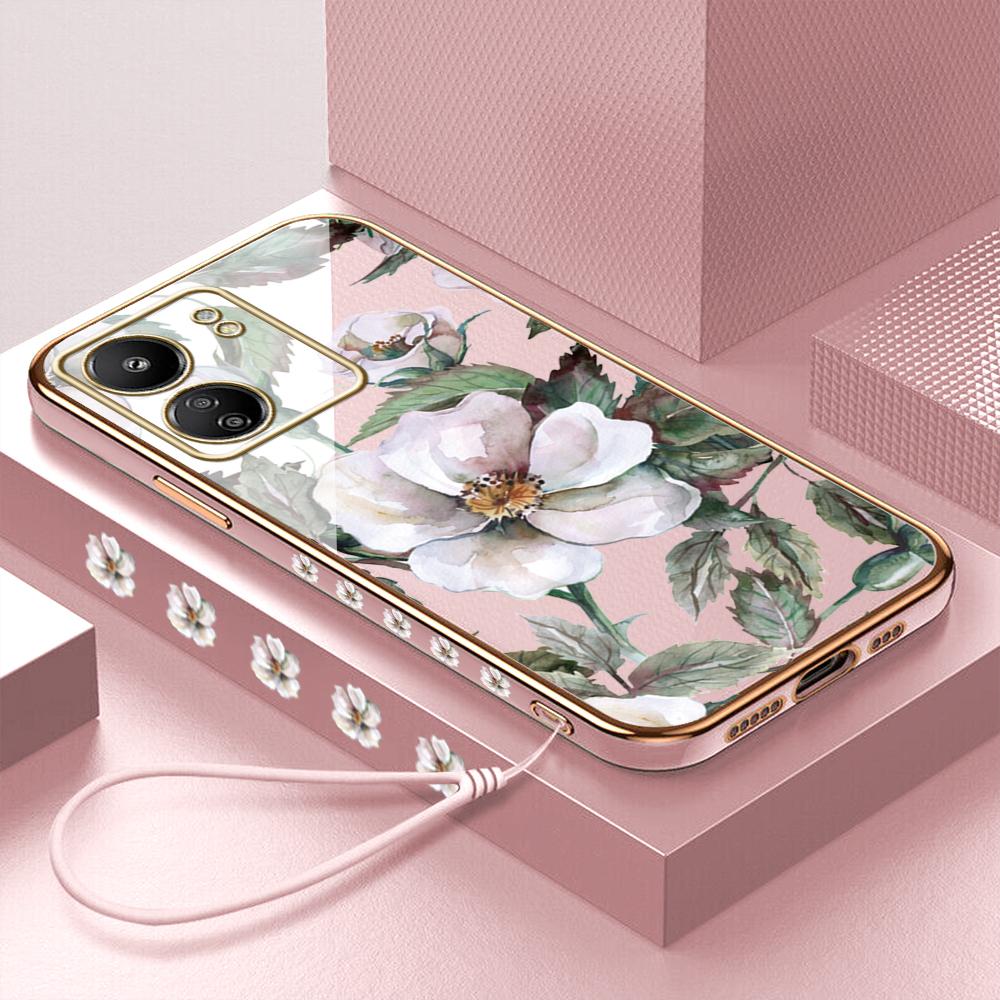 Роскошный чехол с покрытием из цветка камелии для iPhone 11 12 13 14 15 Pro Max, чехол для телефона Samsung Galaxy A51 A12 A32 A52 Xiaomi Redmi 10 10C