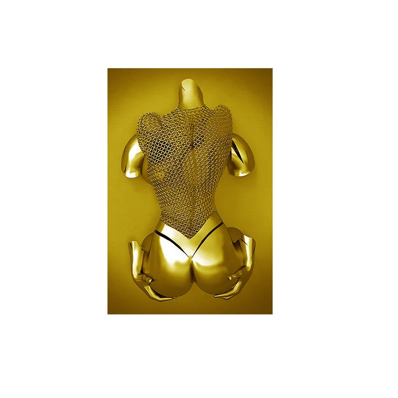 Абстрактная металлическая фигура, статуя, 3D-просмотр, художественные постеры и принты, современные любители, скульптура, холст, картины, настенные художественные украшения,