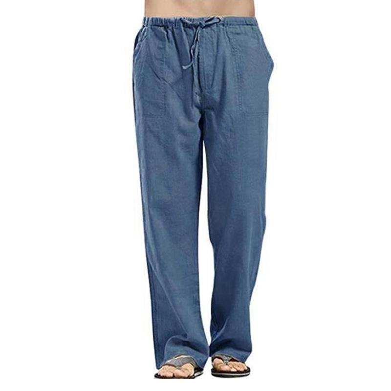 Весенние льняные широкие мужские брюки корейские брюки свободного покроя из хлопка уличная одежда для мужчин новые штаны для йоги повседневная мужская одежда спортивные штаны