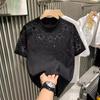 Summer Rhinestone Rivet T-shirt for Men Clothing Round Neck Casual T-shirt Fashion High Street Men's Summer Short Sleeves