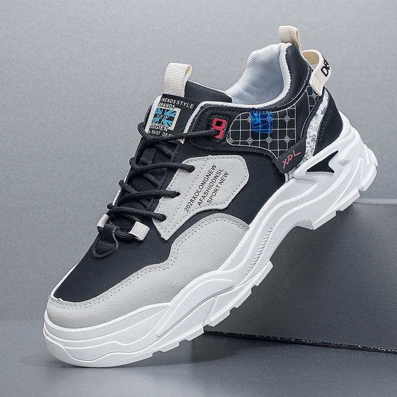 Новая весенняя мужская обувь Модная повседневная обувь Мужская спортивная обувь Трендовая универсальная кожаная обувь на толстой подошве