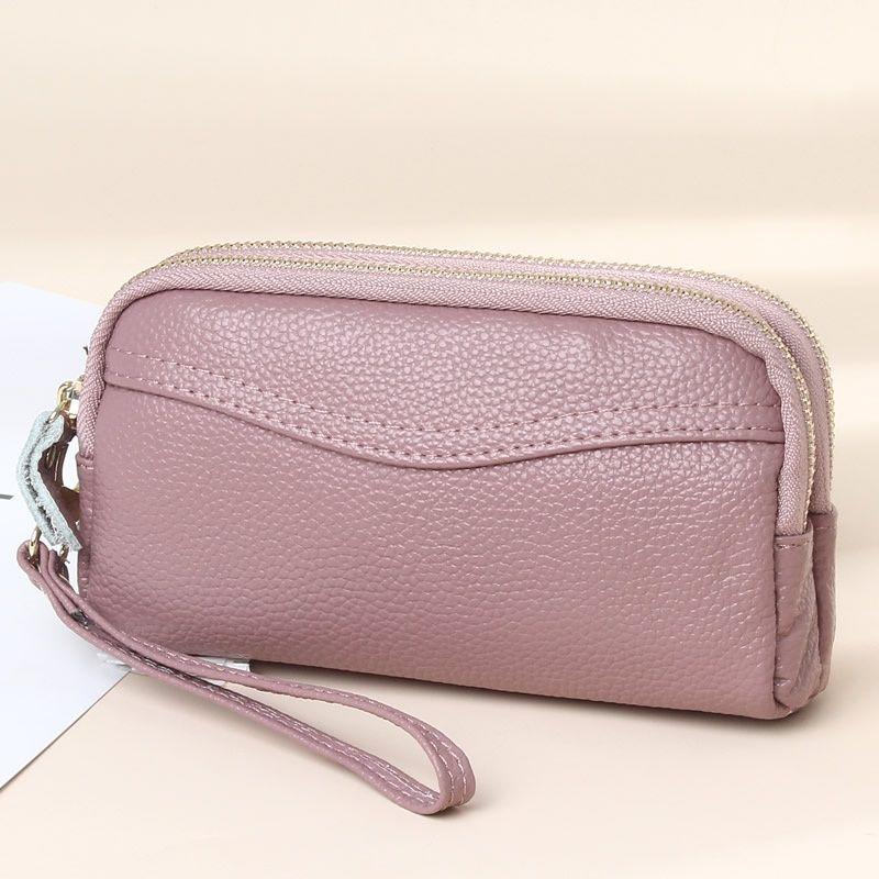 Женский кошелек из натуральной кожи с двойной молнией, клатч, кошелек для монет, большой емкости, женские кошельки, сумка для телефона