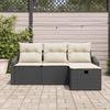 4 Piece Sofa Set with Cushions and Storage Black Poly Rattan