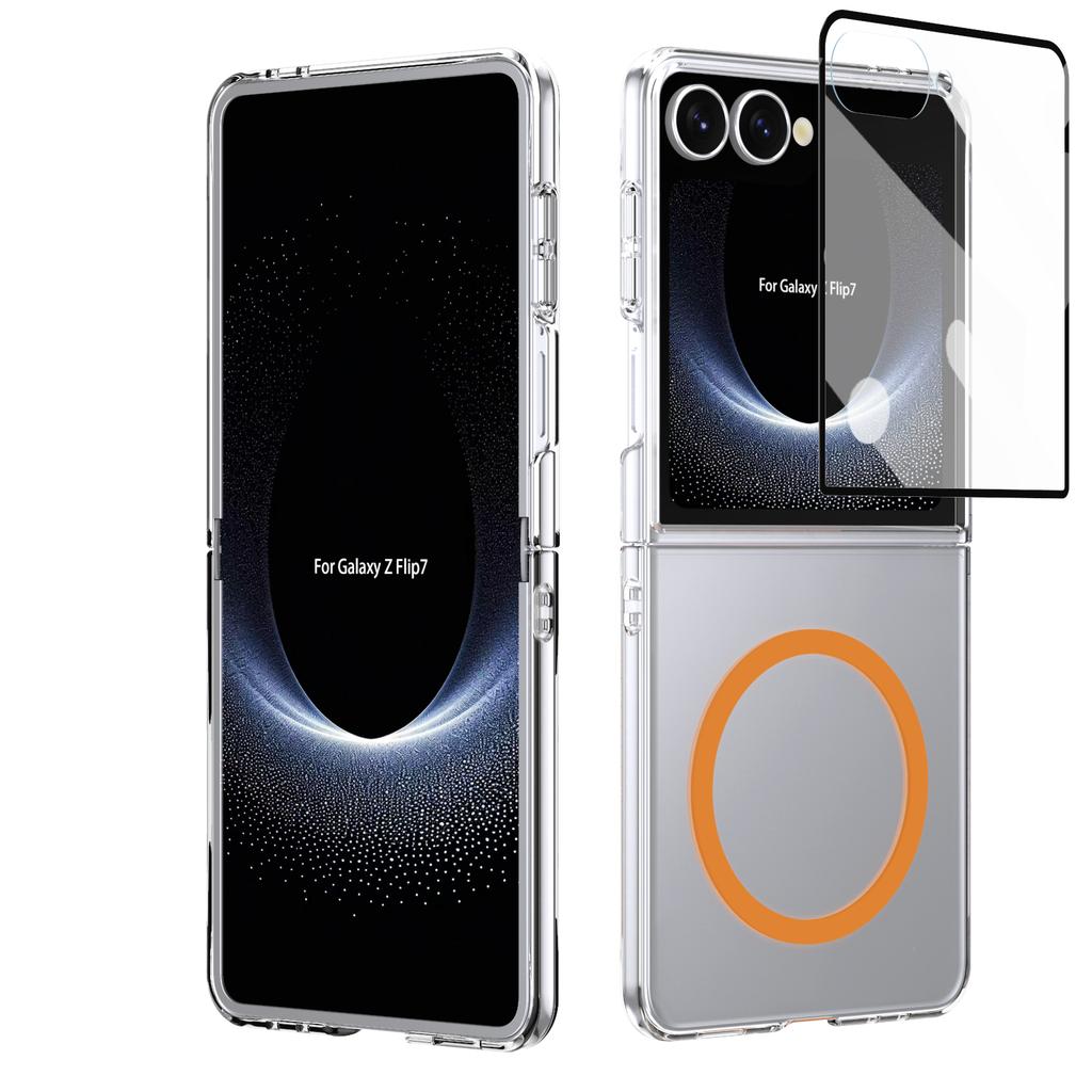 HD Прозрачный Магнитный Чехол Для Samsung Galaxy Z Flip 7 6 5 4 Кристально Чистая Крышка С Прозрачной Защитной Пленкой из Закаленного Стекла