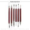 Red Six-Piece Wooden Pottery Clay Carving and Trimming Tool Set