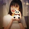 Children Room Nightlight Silicone Panda LED Night Light, Rechargeable Cartoon Bedside Lamp with 7 Kids Sleeping Light Colors, Soft Color Changing Desk