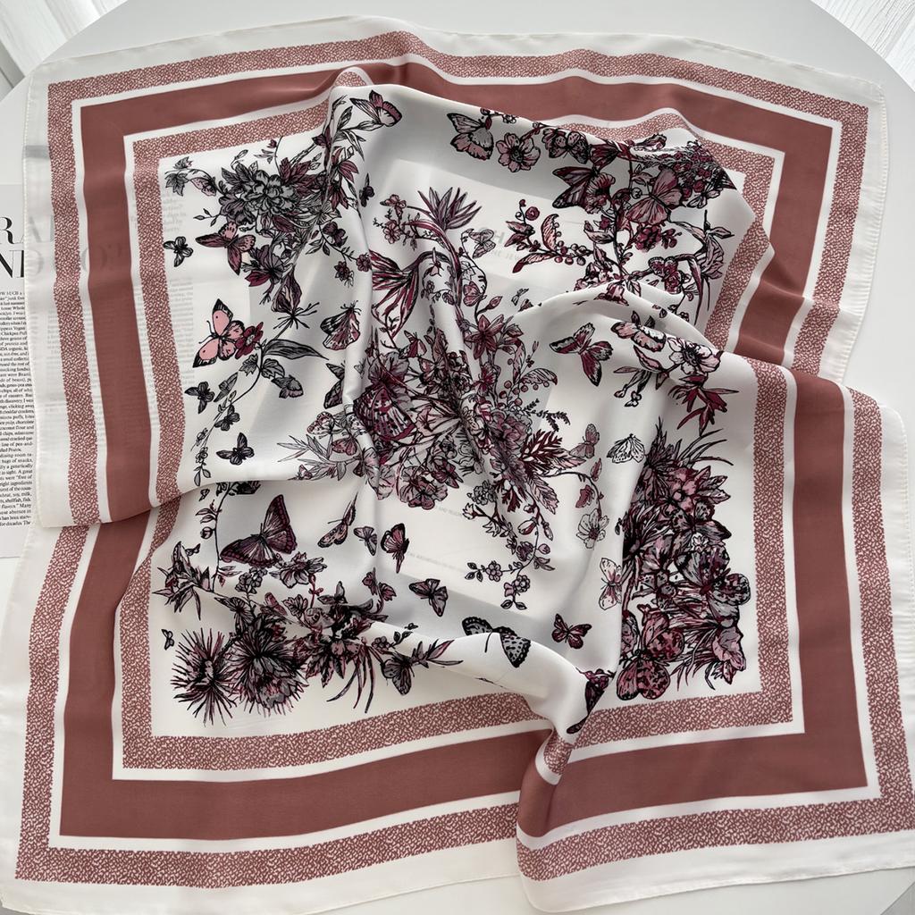 70cm  Scarf Women's Spring and Summer Thin Satin Square Scarf High-end Temperament Small Scarfs Shawl