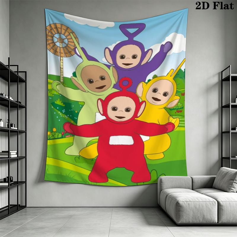 Teletubbies Wall Tapestry Aesthetic Wall Hanging Printed Fabric Blanket Decorative Tapestries for Bedroom Living Room Home Decor