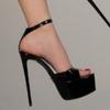 Women's Black Sandals Platform Summer Shoes 2025 Sexy High Heels Luxury Strap Party Dance Fetish Stripper Shoes Ladies Big Size