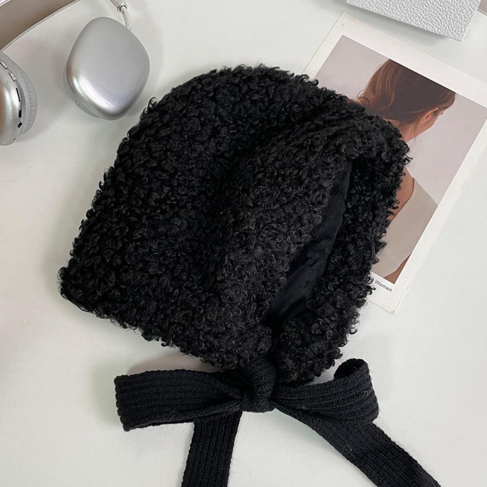 Windproof Lamb Wool Cap Balaclava Women Lei Feng Hat Cute Winter Plush Beanies  Girls