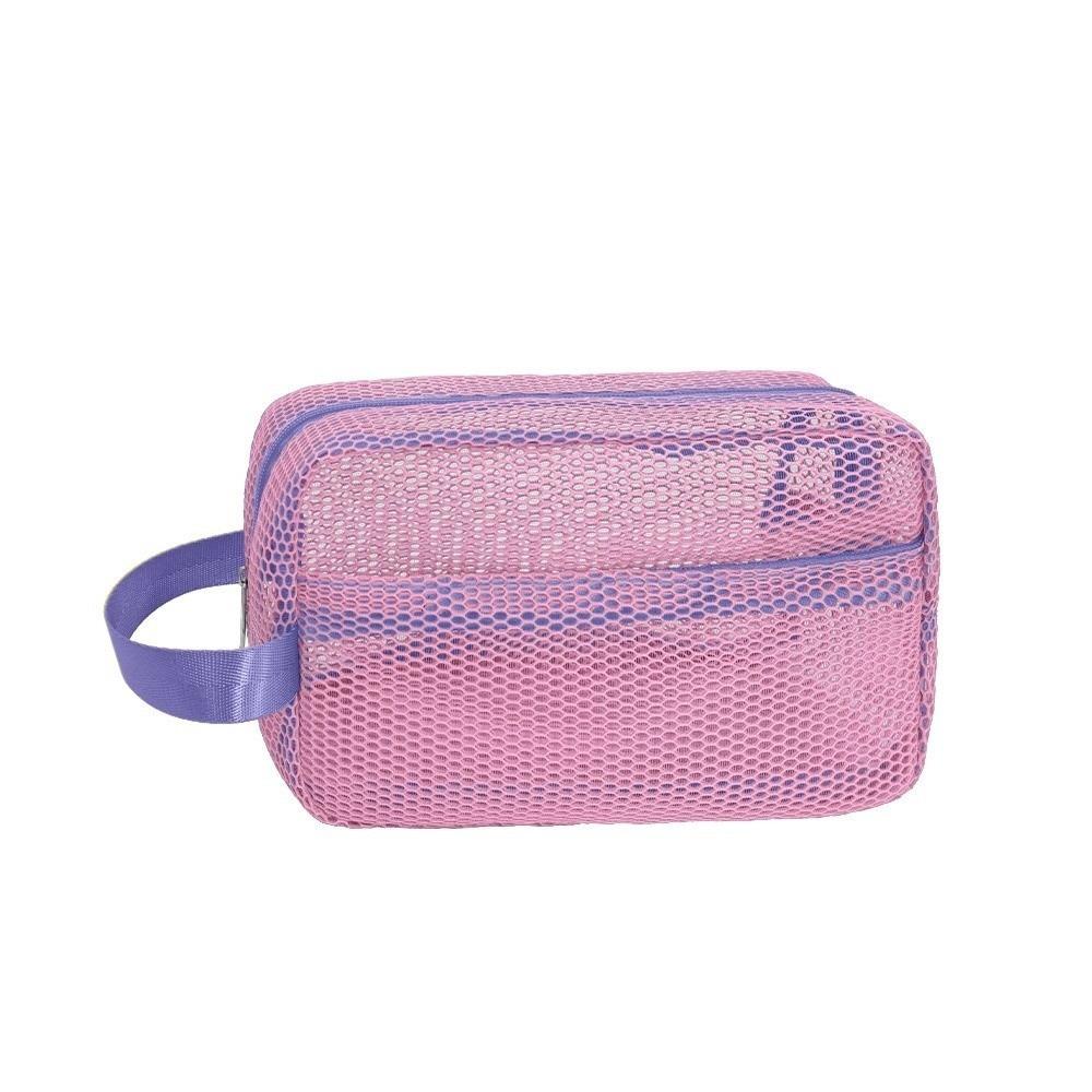 Candy Color Mesh Cosmetic Bag Large Capacity Transparent Storage Pouch with Zipper Internal Pocket