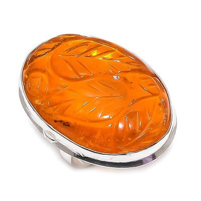 Балтийский янтарь Драгоценный камень 925 Стерлинговое серебро Ювелирное изделие Кольцо Размер 7