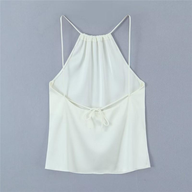 Women Halter Tank Tops Backless Sexy White Shirts Sleeveless Camis