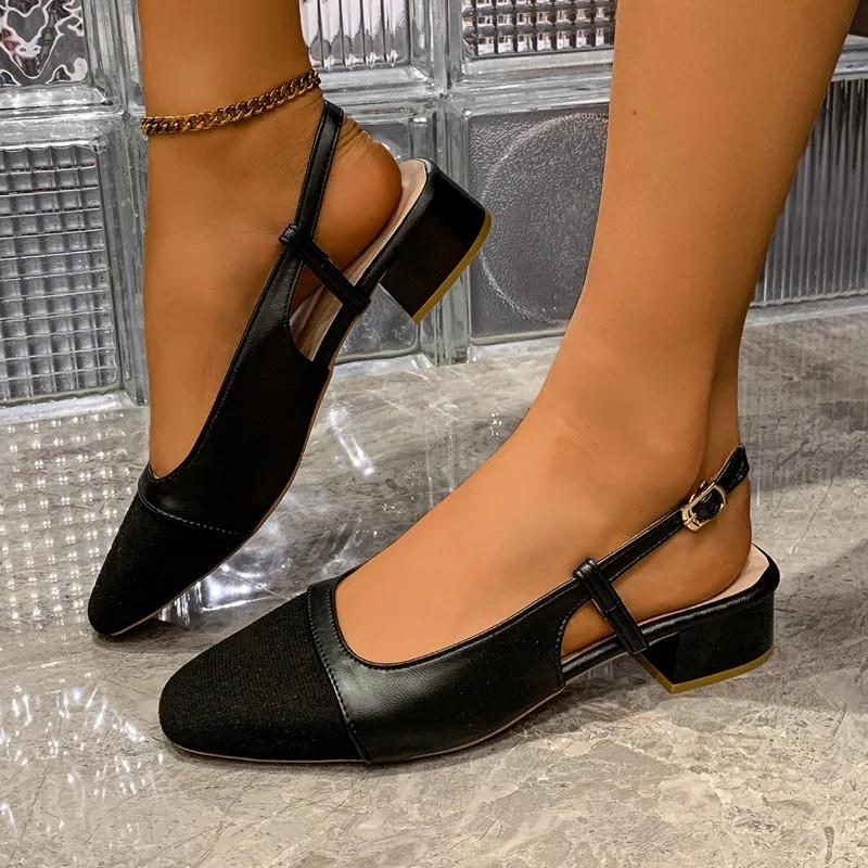Женские туфли с пряжкой на ремешке, женские туфли на высоком каблуке, модные, подходящие по цвету, для офиса и карьеры, новые сандалии больших размеров с закрытым носком