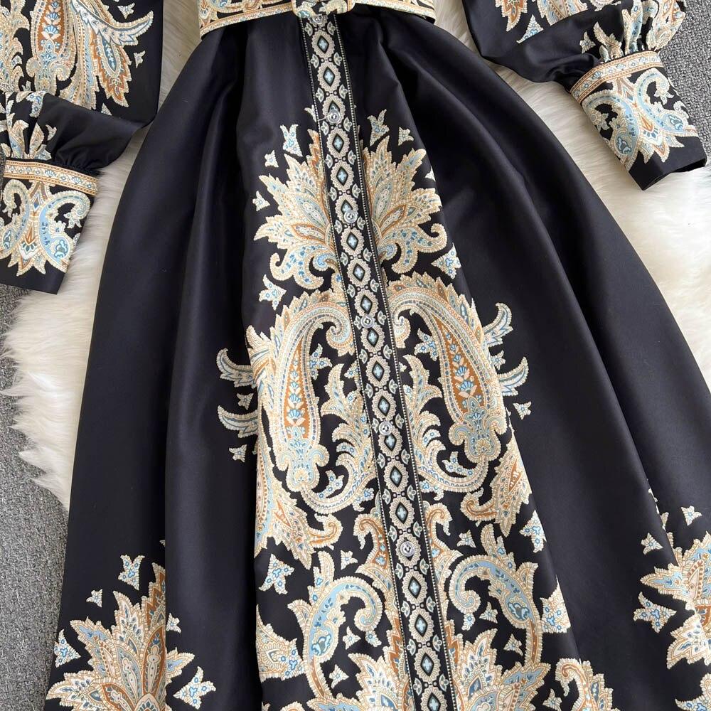 МОДА Платье-рубашка в стиле ретро с принтом в стиле суда, воротником-поло, новое высококачественное платье с французской талией, весна 2024 г.