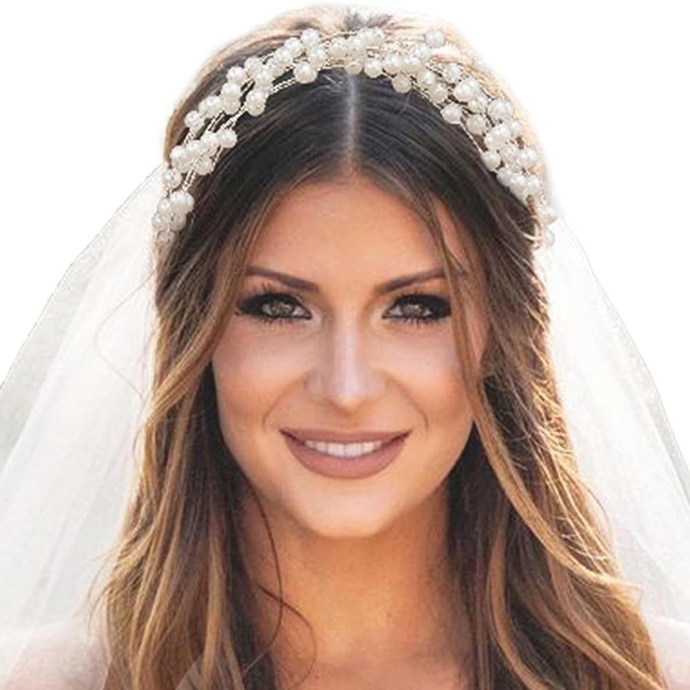 Luxury Pearl Flower Headdress Elegant Beaded Hair Accessories Bridal Headdress Western Wedding