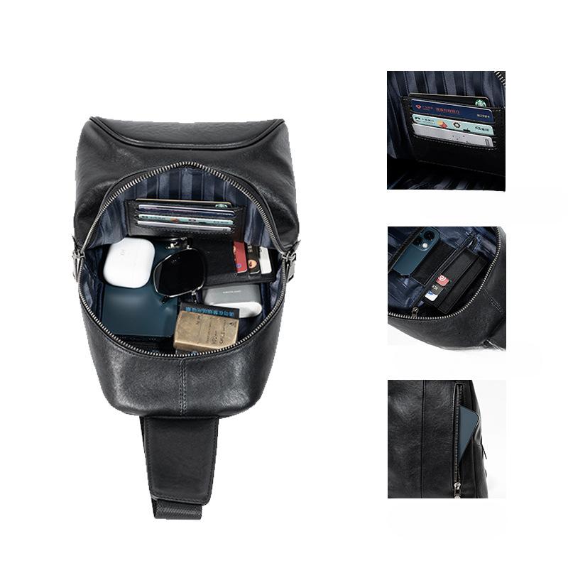 Летняя мужская нагрудная сумка из натуральной кожи, однотонная, простой верхний слой, сумка через плечо из коровьей кожи, объемная, большая вместимость