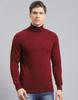Mens Dark Maroon Solid High Neck Pullover