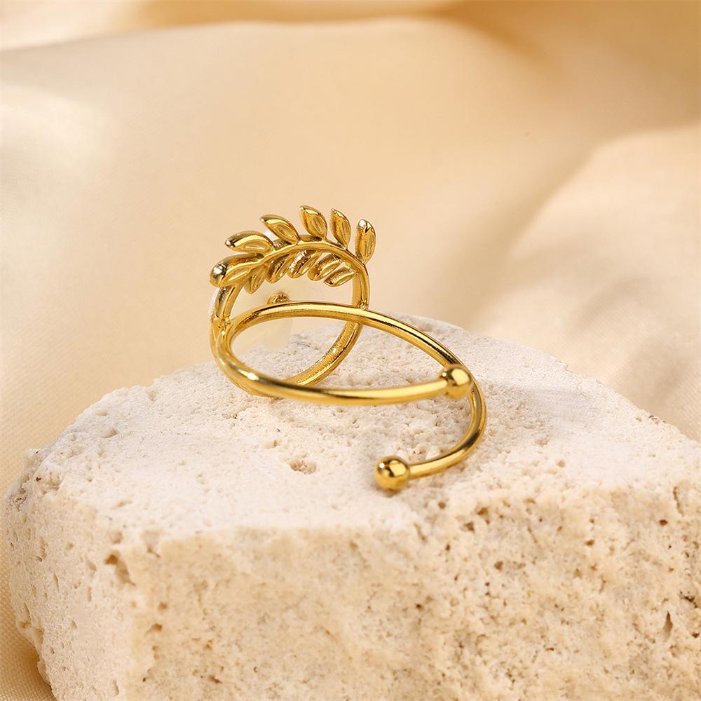 Открытое кольцо из нержавеющей стали с 18-каратным золотым покрытием, с европейским и американским цветочным дизайном, не тускнеющее