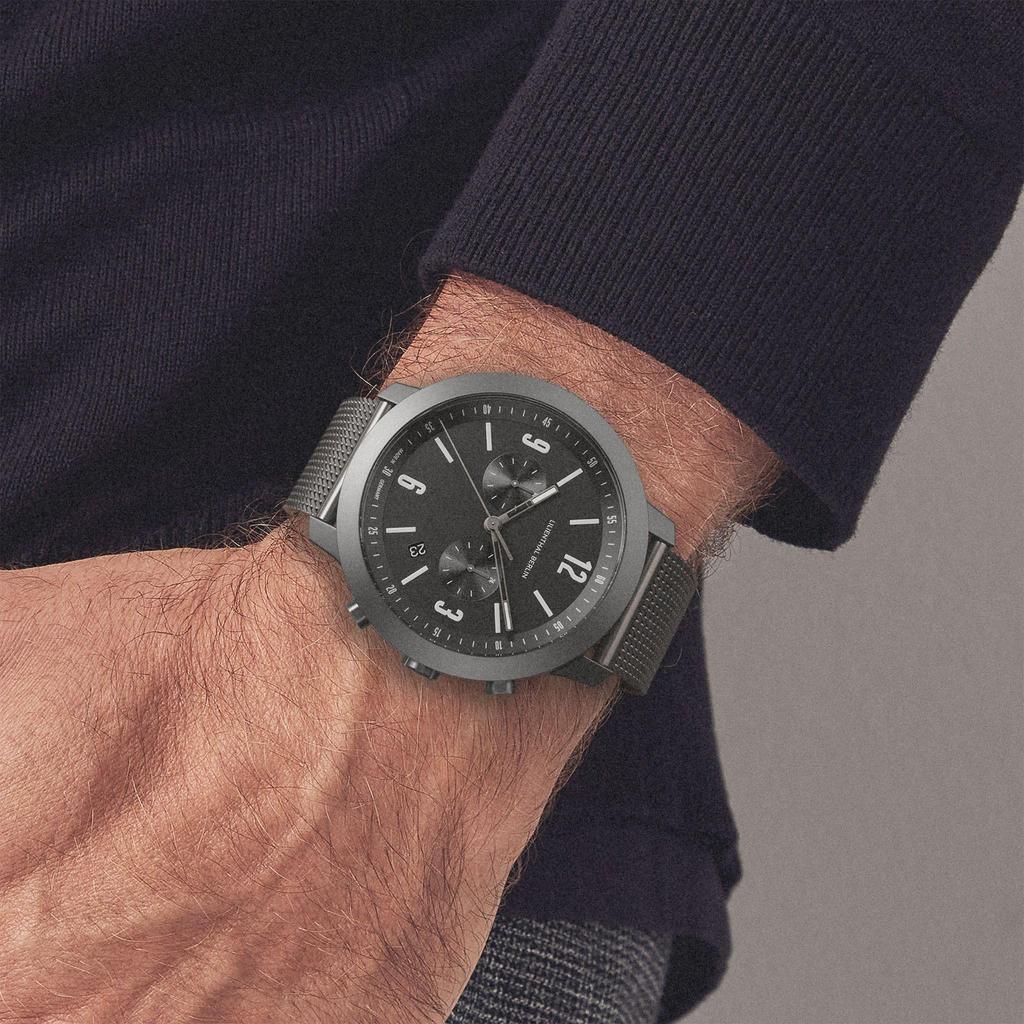 Lilianthal Berlin Chronograph Watch with Date Made in Gray Men's Display, Germany, C02-001-B023F,