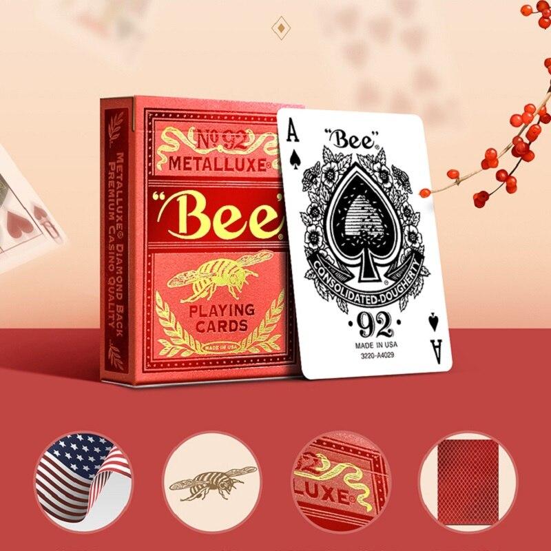 Игральные карты Bee Metalluxe, колода для покера, карточные игры, магические трюки для фокусника