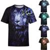 Новая летняя мужская модная футболка с ярким тигровым принтом, мужская футболка, топ