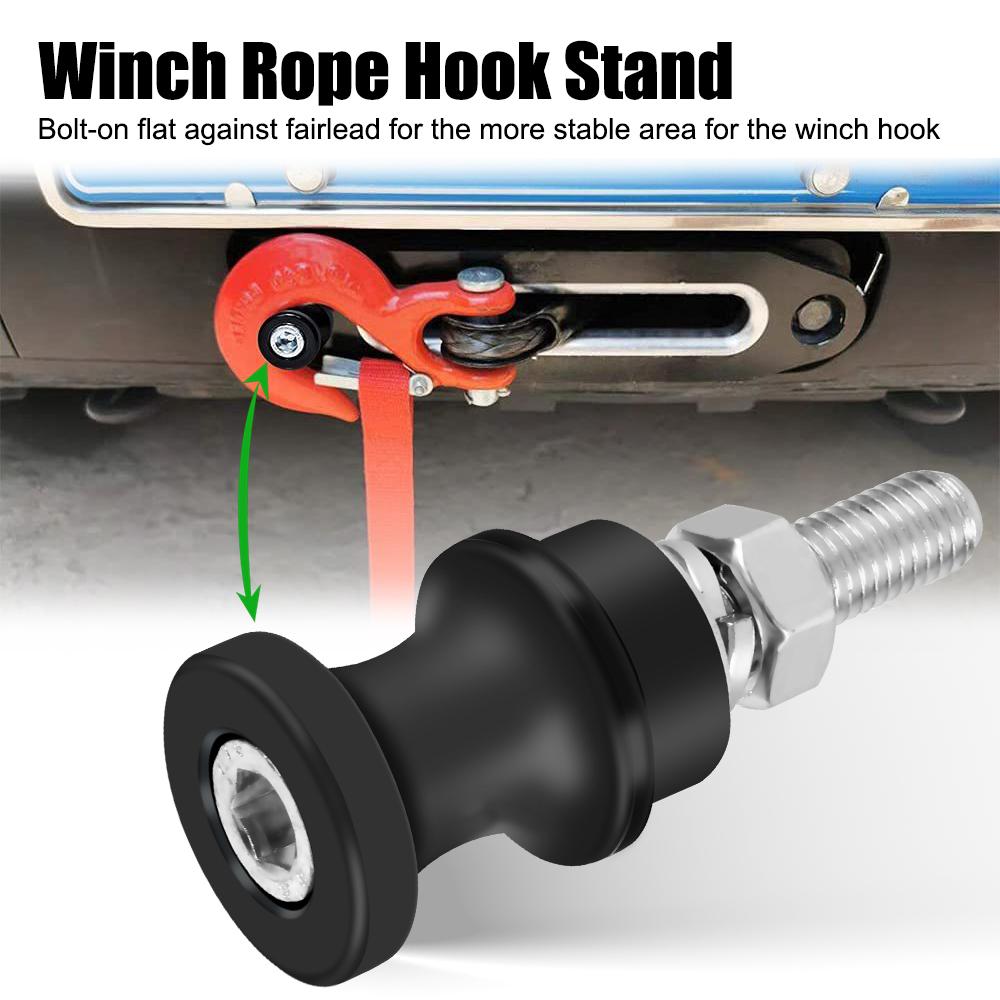 Black Car Winch Rope Hook Stand Steel For 3/8 1/2 Clevis Slip Aluminum Alloy 10" Bolt Mount Half-Linked Winch Hook