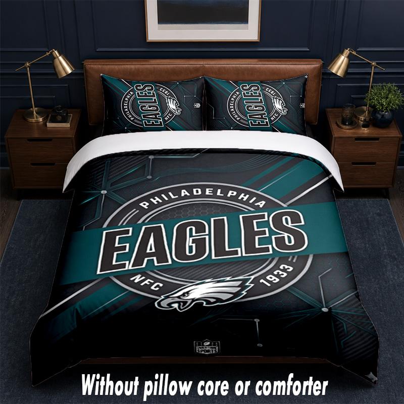 Дизайн Philadelphia Eagles Комплект постельного белья 1 пододеяльник + 2 наволочки Мягкое дышащее домашнее постельное белье