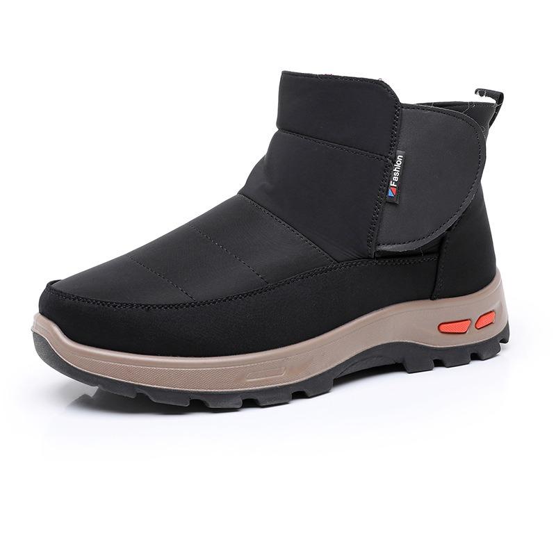 Зимняя мужская обувь из чистой шерсти и хлопка с флисом и утолщенным мехом, интегрированные кроссовки для папы, нескользящие ботинки для снега среднего и пожилого возраста